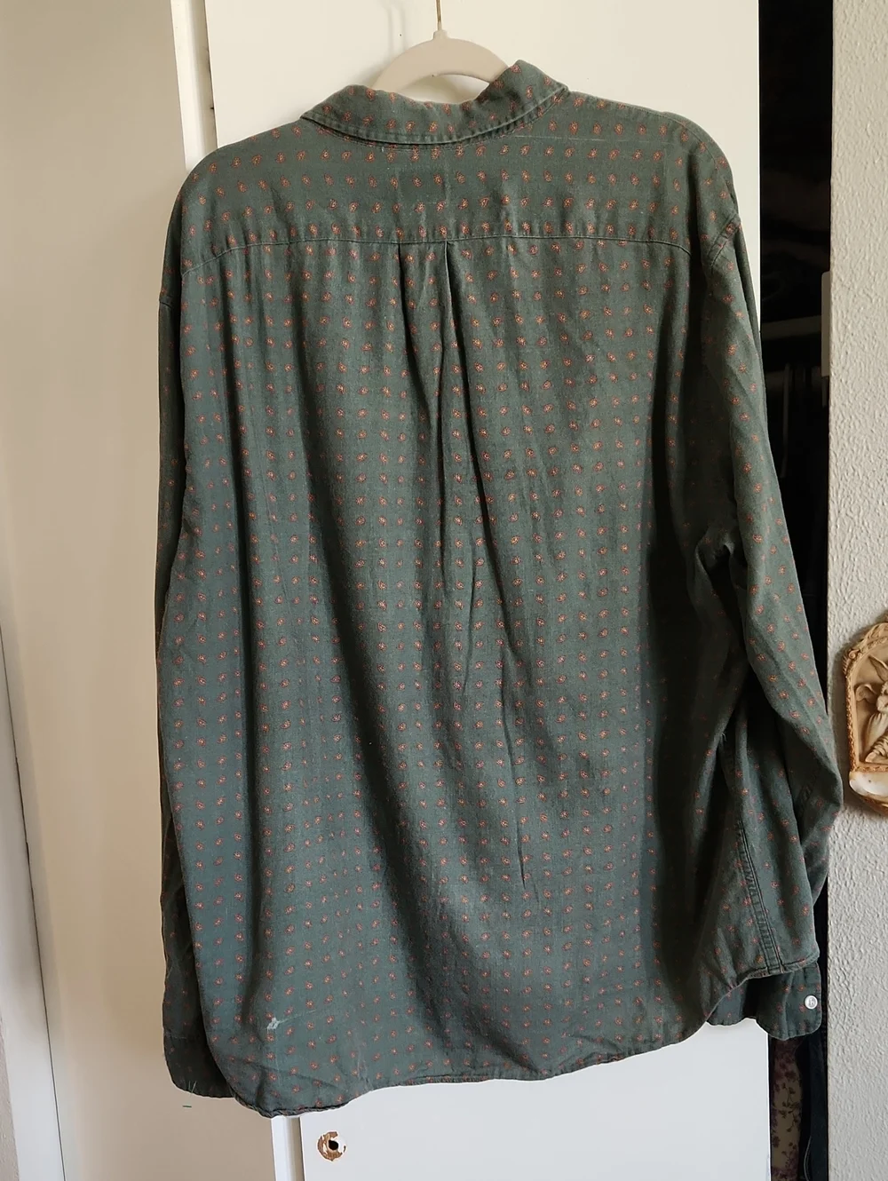 Vintage J. Crew Olive Green Long-Sleeve Button-Down Cotton/ Wool Blend Sz XXL